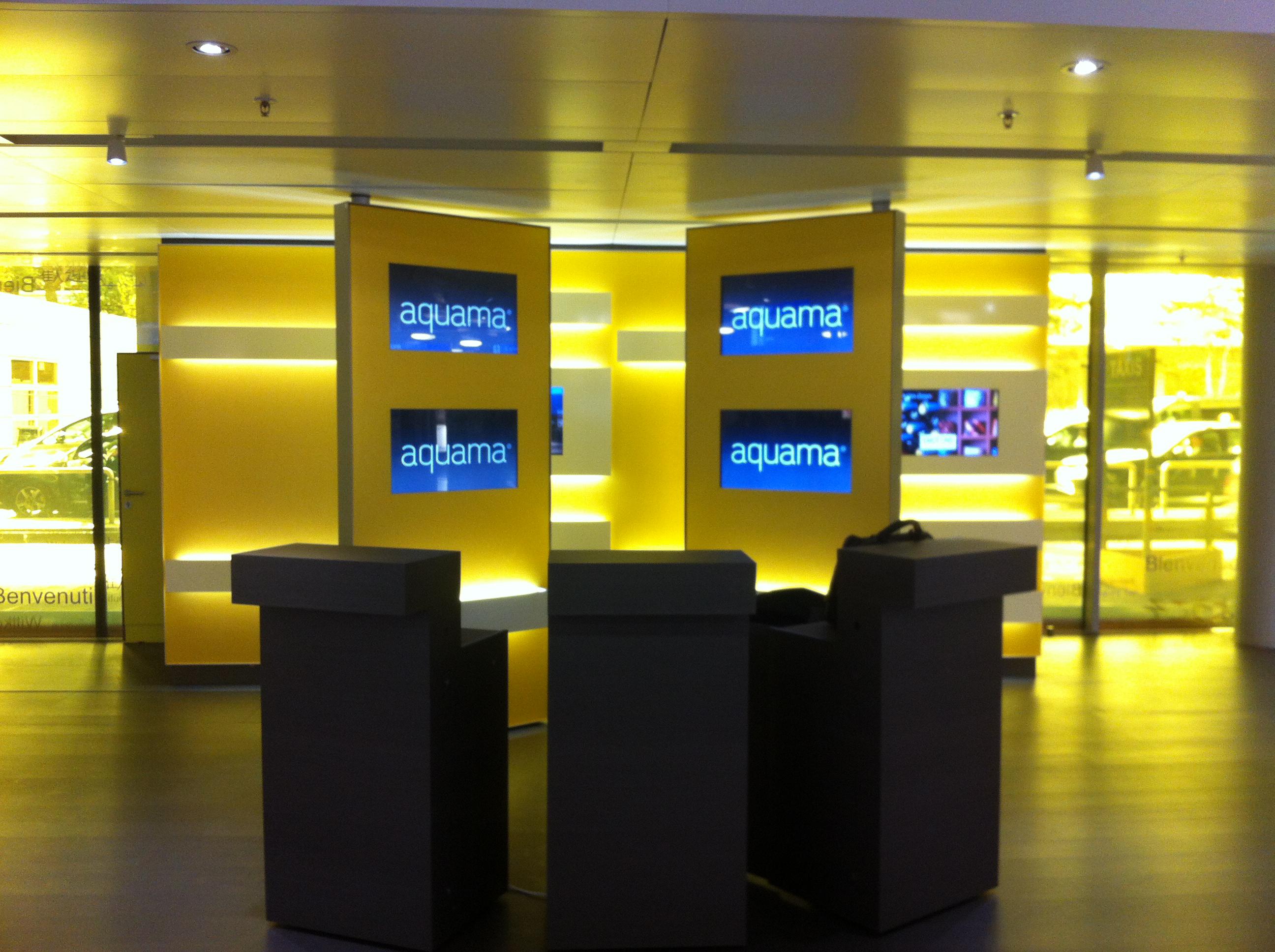 aquama displays on screen at Geneva Airport